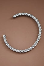 Load image into Gallery viewer, Silver cuff bracelet with a twisted cable