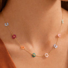 Load image into Gallery viewer, Beaded Floral Multi-Color Necklace
