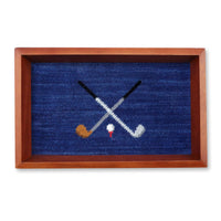Load image into Gallery viewer, Crossed Clubs Valet Tray (Classic Navy) (Chestnut Wood)