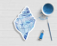 Load image into Gallery viewer, Blue Conch Seashell Coastal Watercolor Sticker
