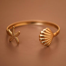 Load image into Gallery viewer, Starfish &amp; Seashell Cuff Bracelet
