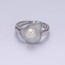 Load image into Gallery viewer, 14K Gold Filled Pearl White Glitter Enamel Abstract Ring in
