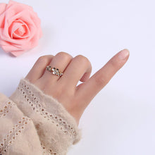 Load image into Gallery viewer, Dainty Micro Pave Gold/Silver Floral Adjustable Open Ring
