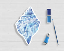 Load image into Gallery viewer, Blue Conch Seashell Coastal Watercolor Sticker
