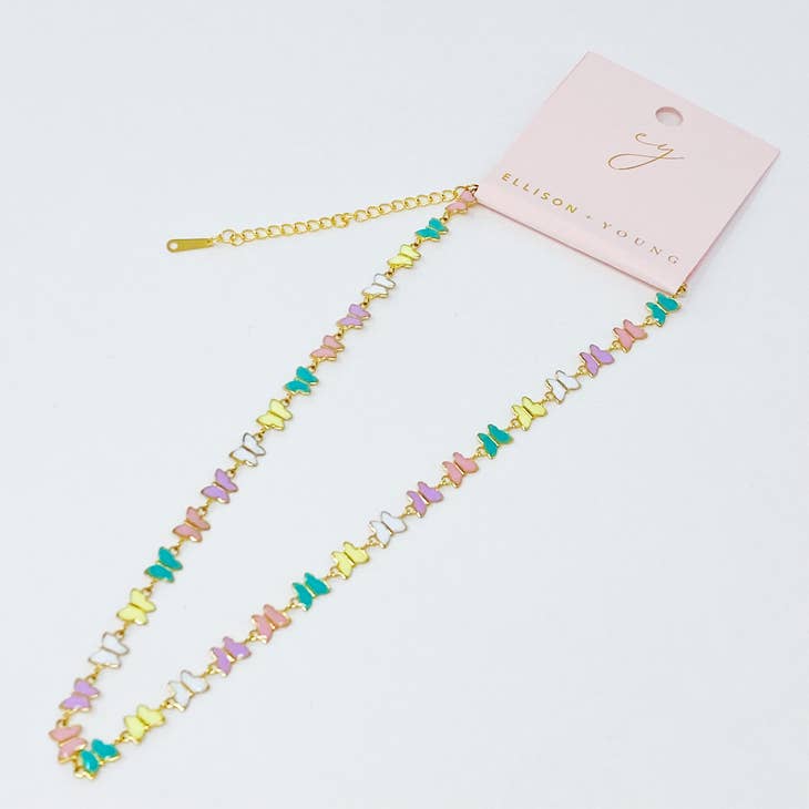 Multi Colorful Butterfly Necklace