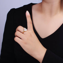 Load image into Gallery viewer, 14K Gold Filled Pearl White Glitter Enamel Abstract Ring in
