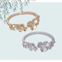 Load image into Gallery viewer, Dainty Micro Pave Gold/Silver Floral Adjustable Open Ring
