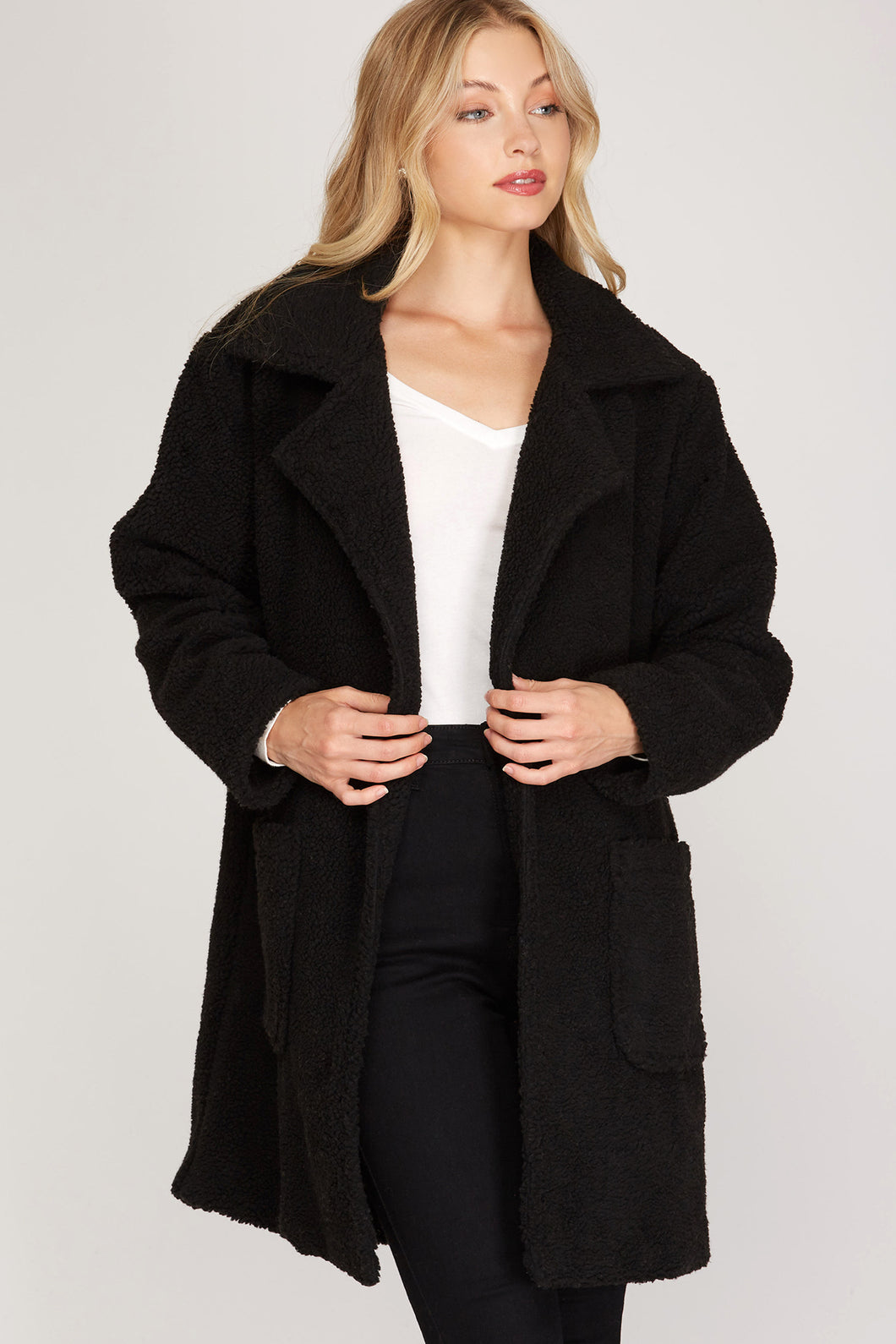 TEDDY BEAR OVERSIZED COAT WITH POCKETS