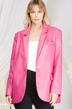 Load image into Gallery viewer, OVERSIZED PADED FAUX LEATHER SINGLE BREASTED BLAZER
