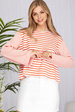 Load image into Gallery viewer, LONG WIDE FOLDED SLEEVE 2 STRIPE KNIT TOP
