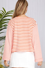 Load image into Gallery viewer, LONG WIDE FOLDED SLEEVE 2 STRIPE KNIT TOP
