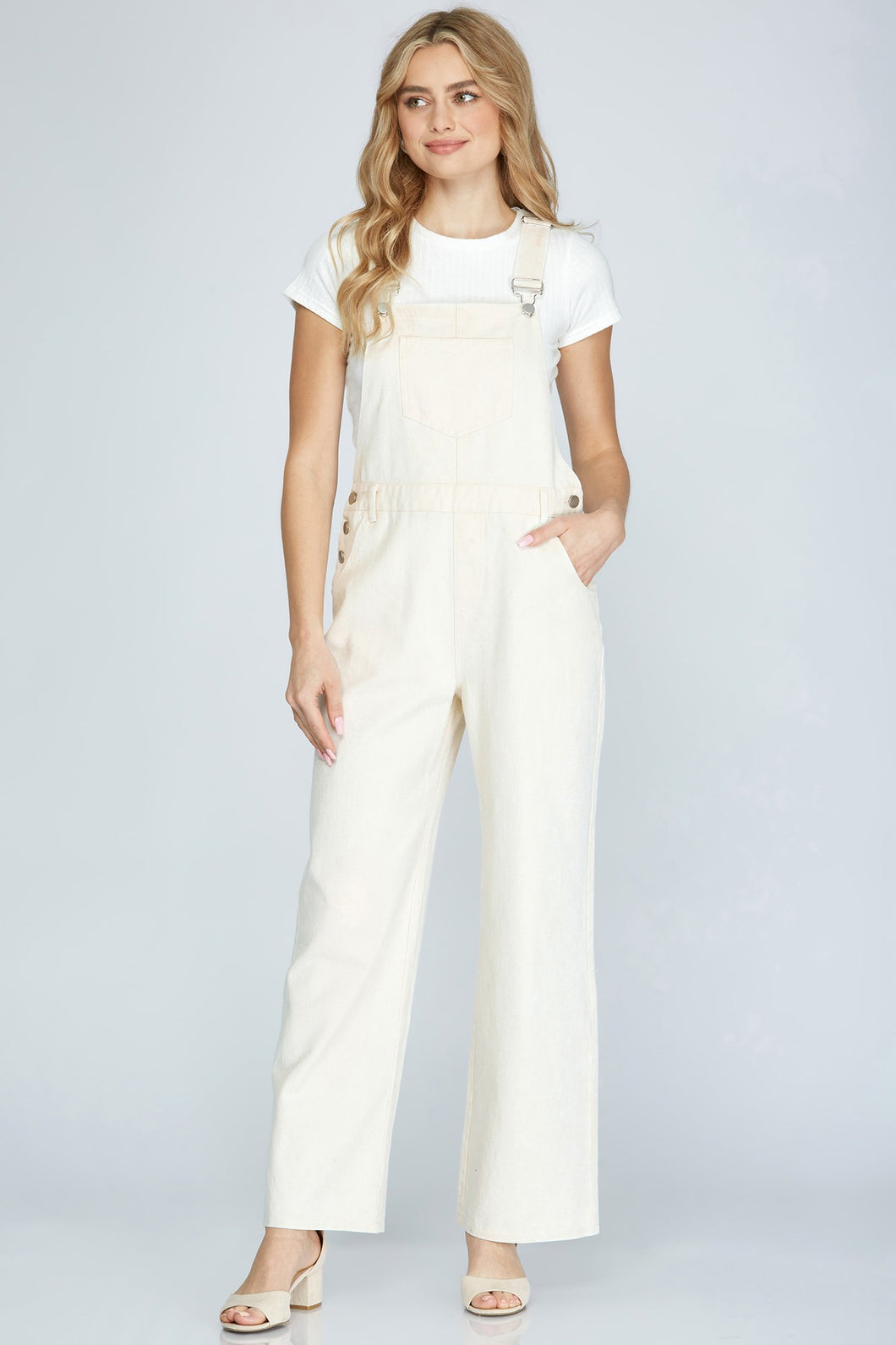 WASHED COTTON TWILL OVERALL WITH POCKETS