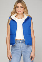 Load image into Gallery viewer, REVERSIBLE ZIP UP DRAWSTRING PUFFER VEST WITH SIDE POCKETS
