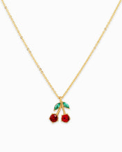 Load image into Gallery viewer, Double Cherry Sparkle Fruit Pendant Necklace
