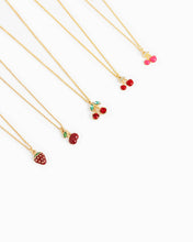 Load image into Gallery viewer, Double Cherry Sparkle Fruit Pendant Necklace
