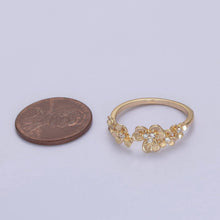 Load image into Gallery viewer, Dainty Micro Pave Gold/Silver Floral Adjustable Open Ring
