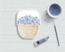 Load image into Gallery viewer, Hydrangea Nantucket Basket Coastal Watercolor Sticker
