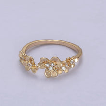 Load image into Gallery viewer, Dainty Micro Pave Gold/Silver Floral Adjustable Open Ring
