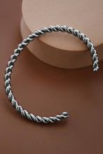 Load image into Gallery viewer, Silver cuff bracelet with a twisted cable
