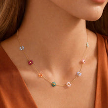 Load image into Gallery viewer, Beaded Floral Multi-Color Necklace
