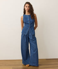 Load image into Gallery viewer, Allison Pleated Wide Leg Denim Trouser
