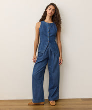Load image into Gallery viewer, Allison Pleated Wide Leg Denim Trouser
