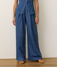 Load image into Gallery viewer, Allison Pleated Wide Leg Denim Trouser
