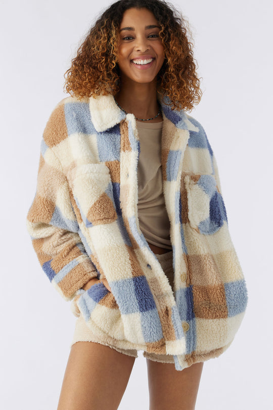 HEATH PLAID HI-PILE FLEECE JACKET
