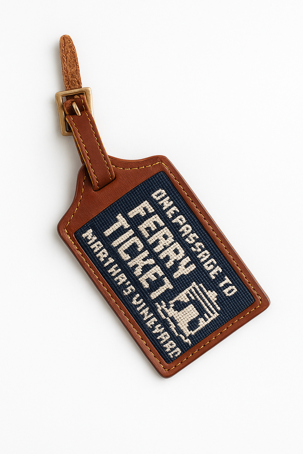 Ferry Ticket Luggage Tag (Classic Navy - White Logo)