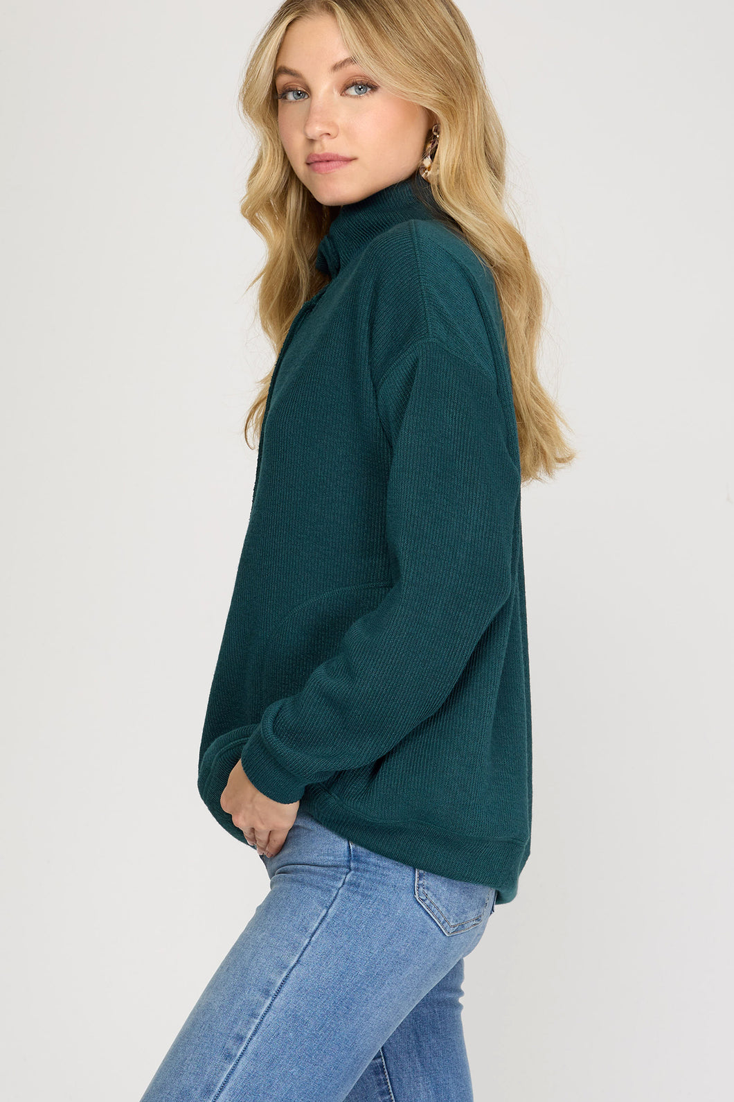 L/S HIGH NECK HEAVY KNIT TOP