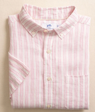 Load image into Gallery viewer, M SS Linen Crepe Myrtle Stripe Sportshirt
