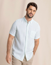 Load image into Gallery viewer, M SS Linen Crepe Myrtle Stripe Sportshirt
