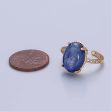 Load image into Gallery viewer, 24K Gold Filled Oval Blue Lapiz Stone Ring O2276
