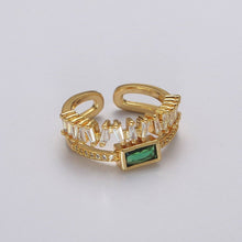 Load image into Gallery viewer, Double Band Ring Clear Baguette Cz Stone with Green CZ For Stackable Ring O-2037
