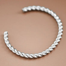 Load image into Gallery viewer, Silver cuff bracelet with a twisted cable
