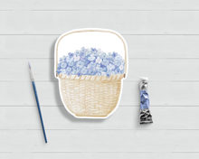 Load image into Gallery viewer, Hydrangea Nantucket Basket Coastal Watercolor Sticker
