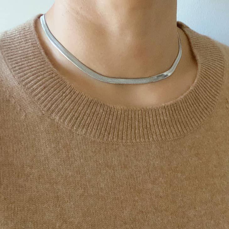 Silver and Gold Herringbone Necklace