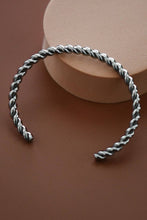 Load image into Gallery viewer, Silver cuff bracelet with a twisted cable
