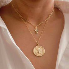 Load image into Gallery viewer, Cross And Coin Layered Necklace
