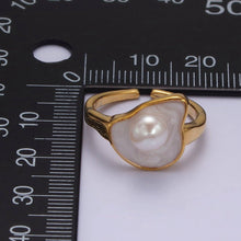 Load image into Gallery viewer, 14K Gold Filled Pearl White Glitter Enamel Abstract Ring in
