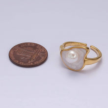 Load image into Gallery viewer, 14K Gold Filled Pearl White Glitter Enamel Abstract Ring in
