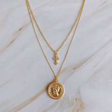 Load image into Gallery viewer, Cross And Coin Layered Necklace
