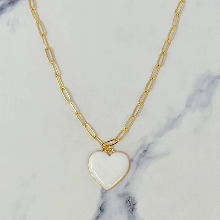 Soft Heart Pendant Necklace- White Only