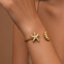 Load image into Gallery viewer, Starfish &amp; Seashell Cuff Bracelet
