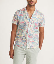 Load image into Gallery viewer, Tencel Linen Resort Shirt in Teal Groovy Print
