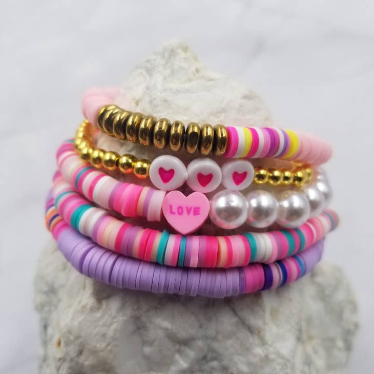 Stretch Bracelets-Multi Pink