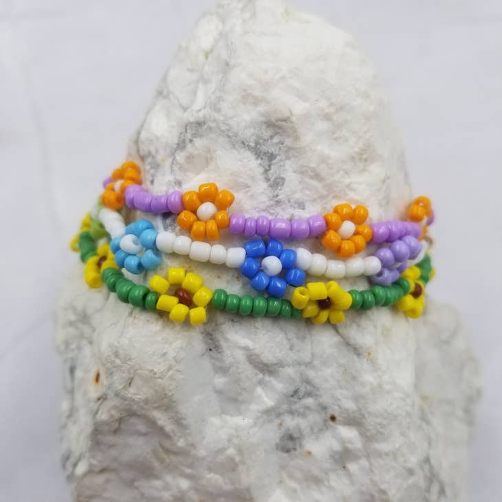Handmade Flower Beaded Bracelet