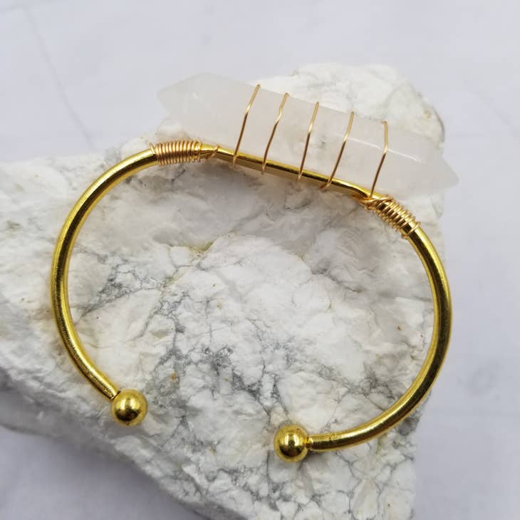 Handmade Wire Gemstone Bangle Bracelet
