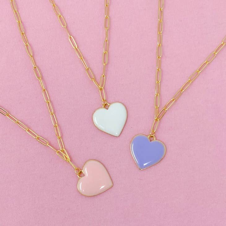 Soft Heart Pendant Necklace- Pink Only