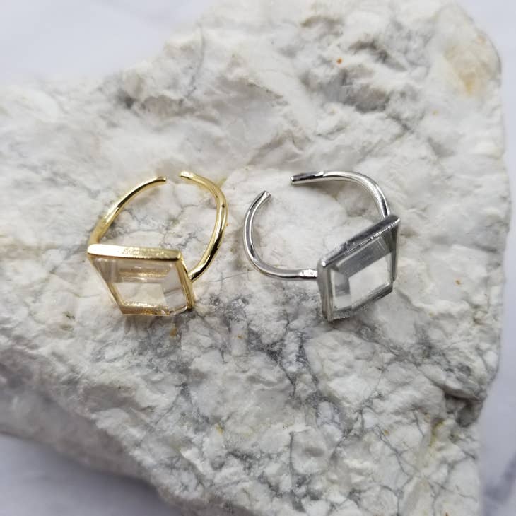 Gold Crystal Adjustable Ring